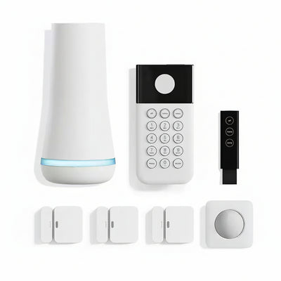 Smart Home Security System (7 Pc.) with Base Station, Siren, Keypad, Motion Sensor, 3 Entry Sensors, and Key Fob