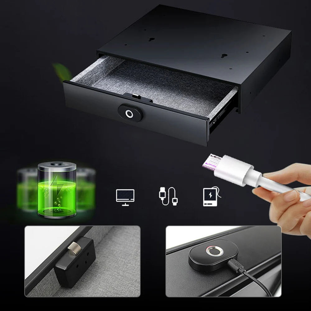 Safe Home Drawer Safe Hidden Safe with Fingerprint Identification Unlock Safe Smart Touch Safe